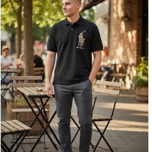 Polo by Ralph Lauren Black Polo classic with Colorblock big Pony Logo in medium